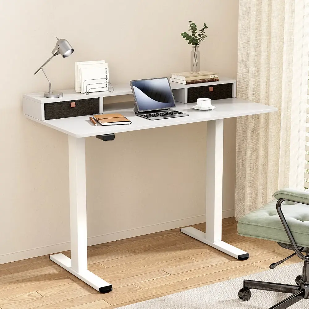 Artiss Electric Standing Desk with Storage Shelf Drawer Office Table 120CM - Furniture