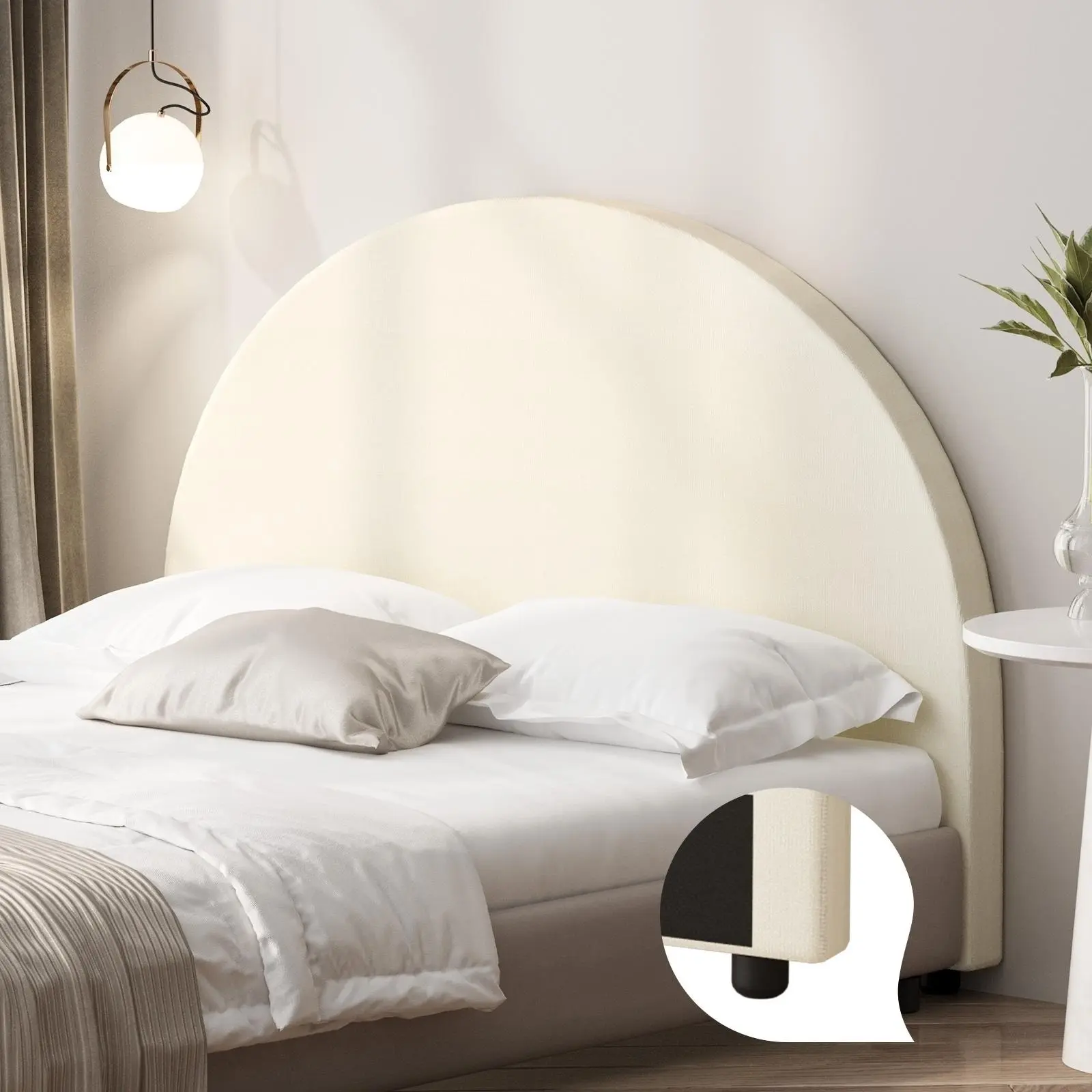 Oikiture Bed Head Double Size Headboard Bedhead Fabric Beige - Top Selling Beds