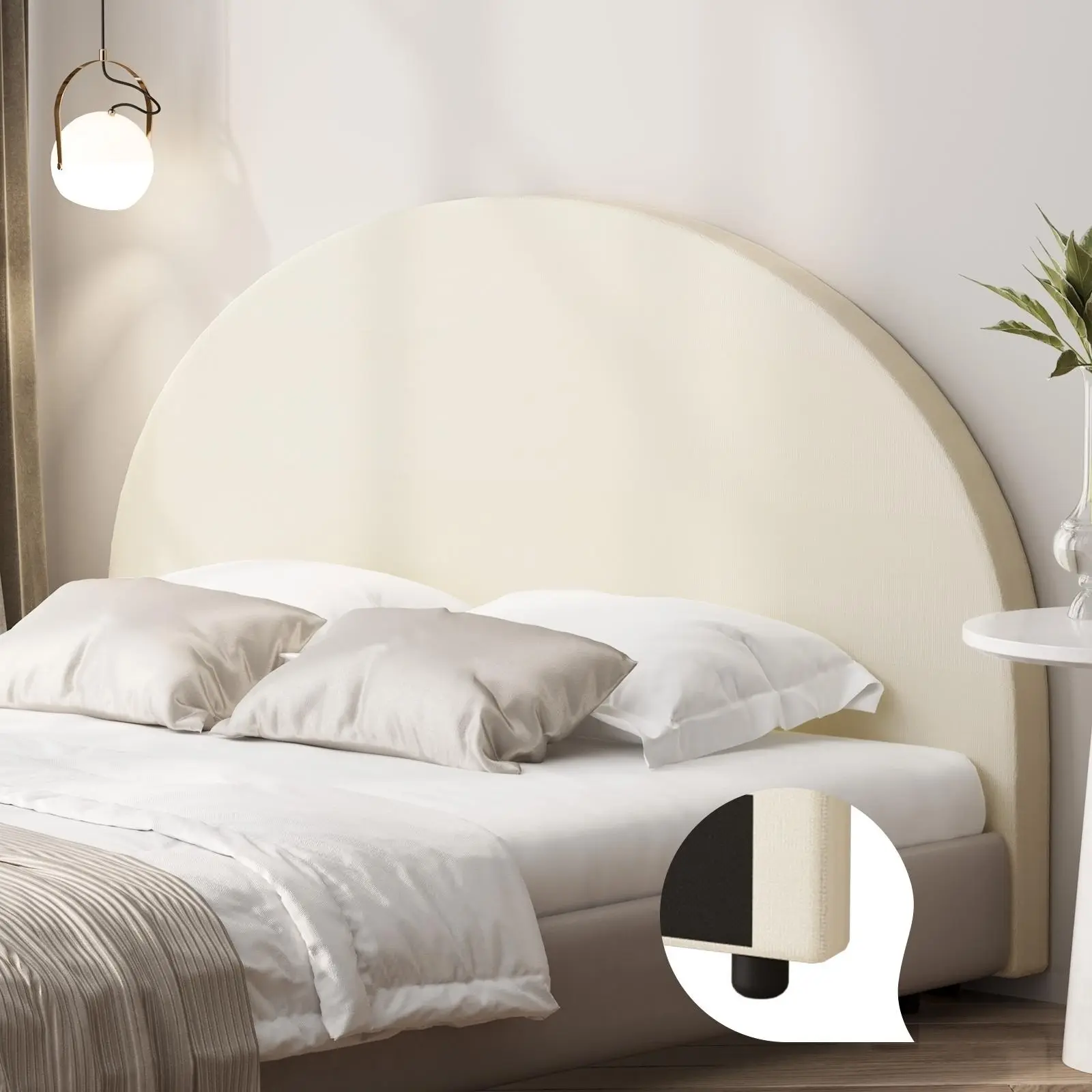 Oikiture Bed Head King Size Headboard Bedhead Fabric Beige - Top Selling Beds