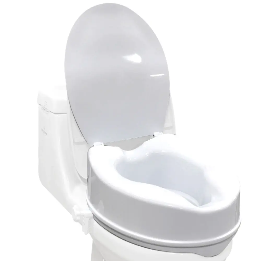 EQUIPMED Raised Over Toilet Seat, 10cm Riser, 125kg Capacity, Raiser with Lid, White - Furniture