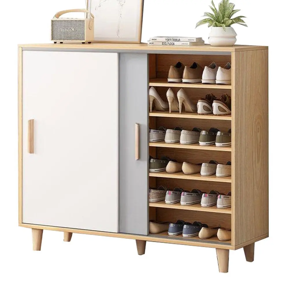 Foret 120cm Shoe Cabinet Shoes Storage Rack Organiser Wooden Shelf Drawer 40cm Depth - Home & Garden