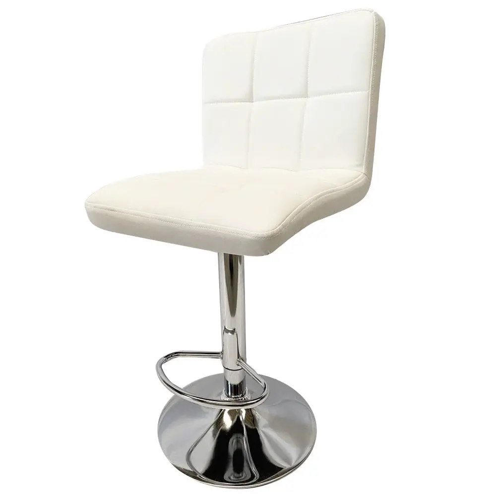 Foret Barstools 2x Bar Stools Gas Lift Swivel Stool Chairs Kitchen Pu Leather Wh - Furniture