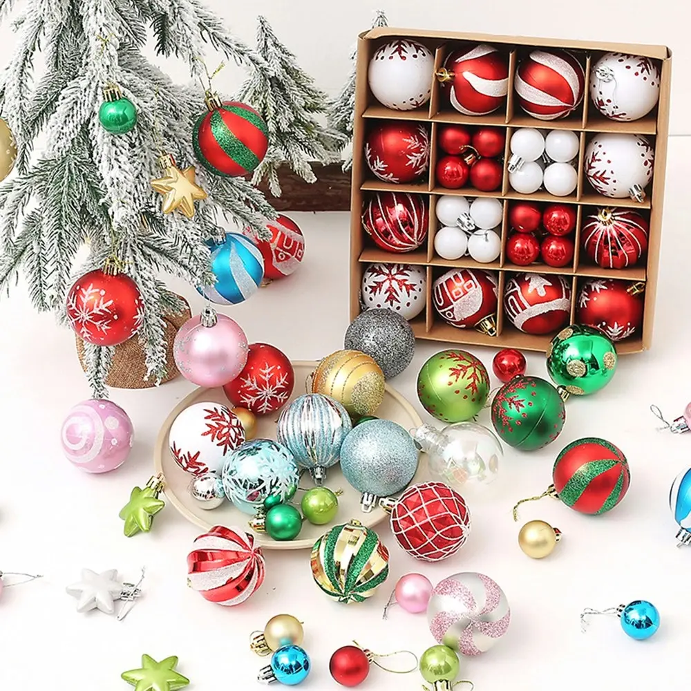 42Pcs Christmas Ornament Christmas Balls Set Xmas Tree Hanging Pendant - Home & Garden