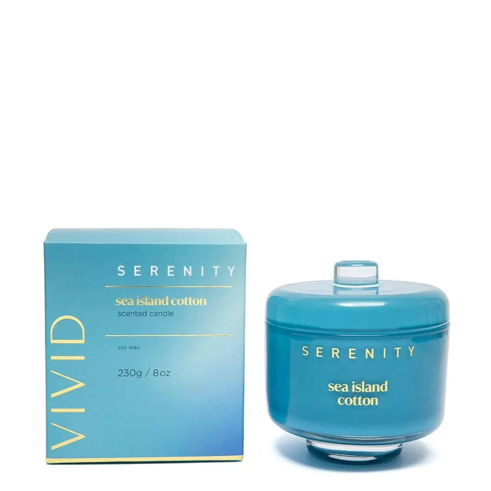 Serenity Vivid 230g Scented Soy Wax Candle Decor Fragrance Sea Island Cotton - Home & Garden