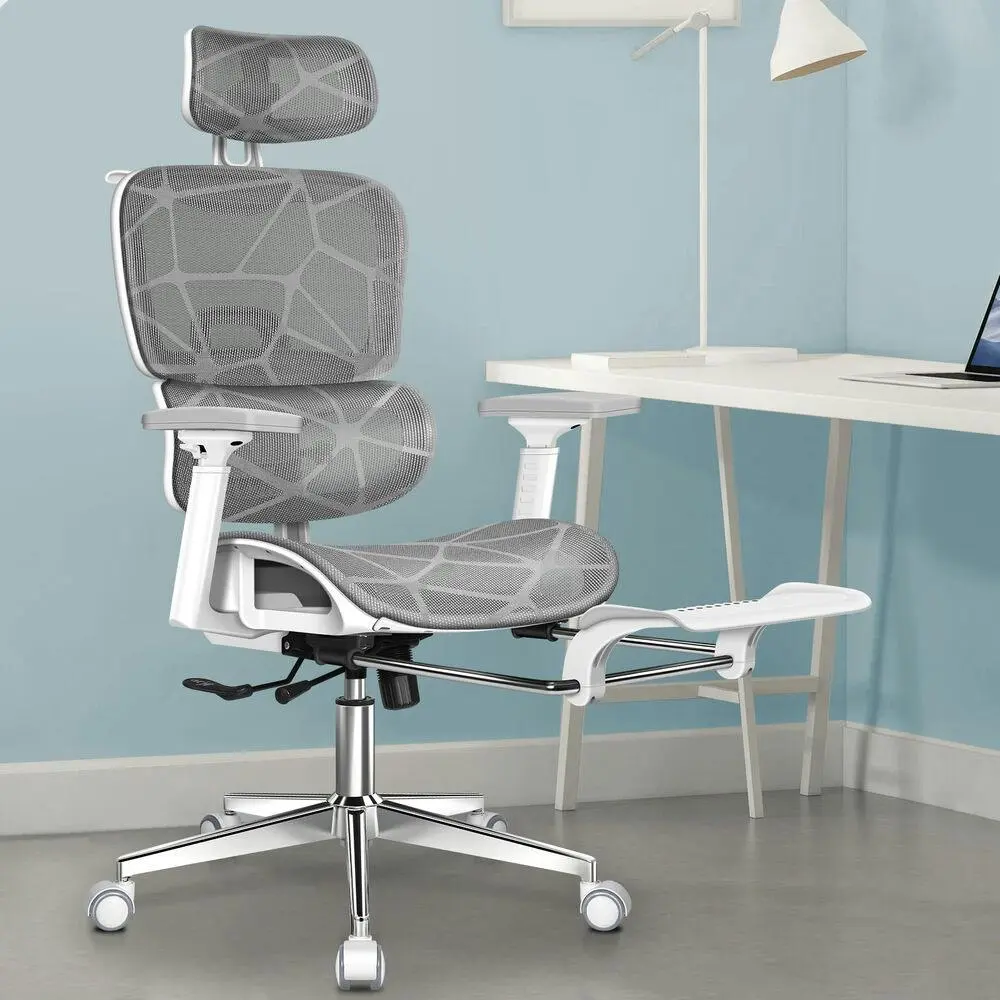 Alfordson Ergonomic Office Chair Executive Grey White - Furniture