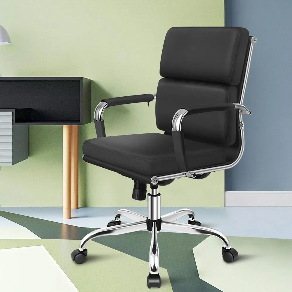 Alfordson Ergonomic Padded Mid Back Executive Office Chair Black - Furniture