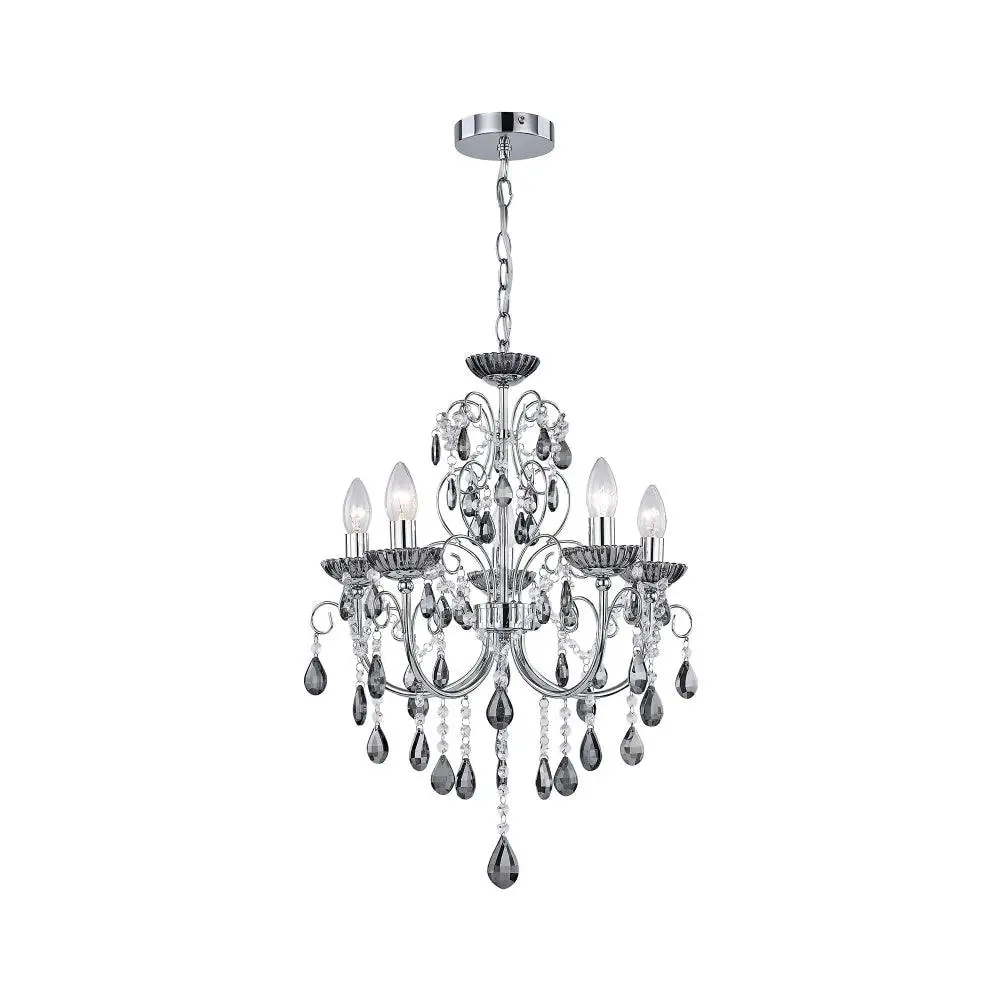 Davie Clasic Hanging Chandelier Lamp Light Chrome Smoke Small - Home & Garden
