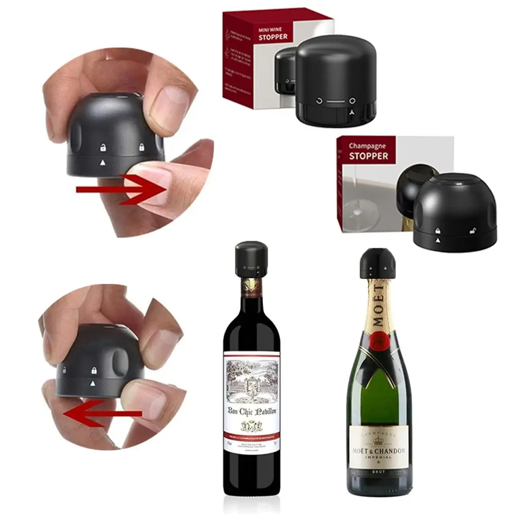 2Pcs Vacuum Red Wine Bottle Cap Stopper Silicone Sealed Champagne Bottle Stopper - Home & Garden