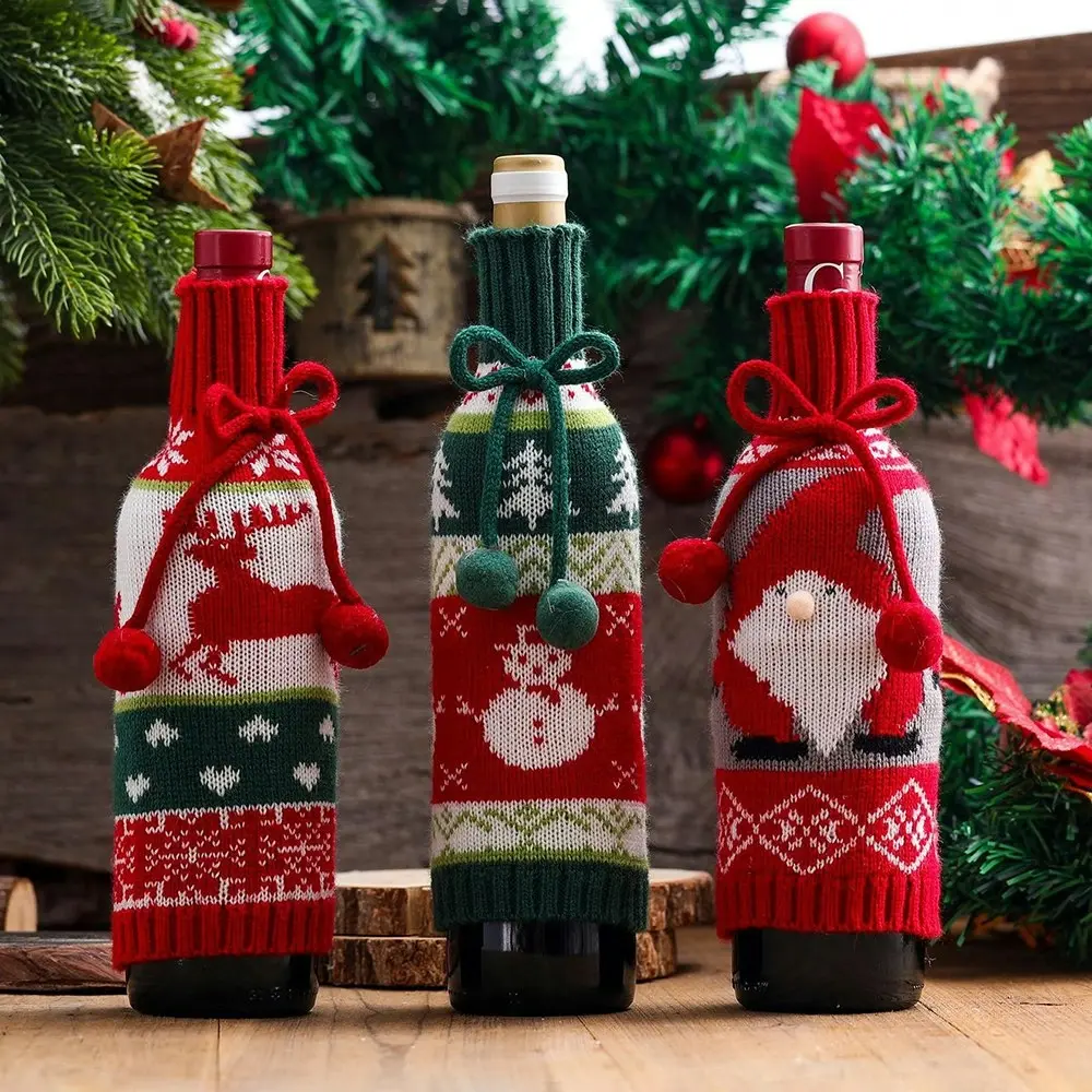 3 pack Christmas decoration wine bottle cover party decoration wine cover - Up to 60% Off Christmas Decoration Specials