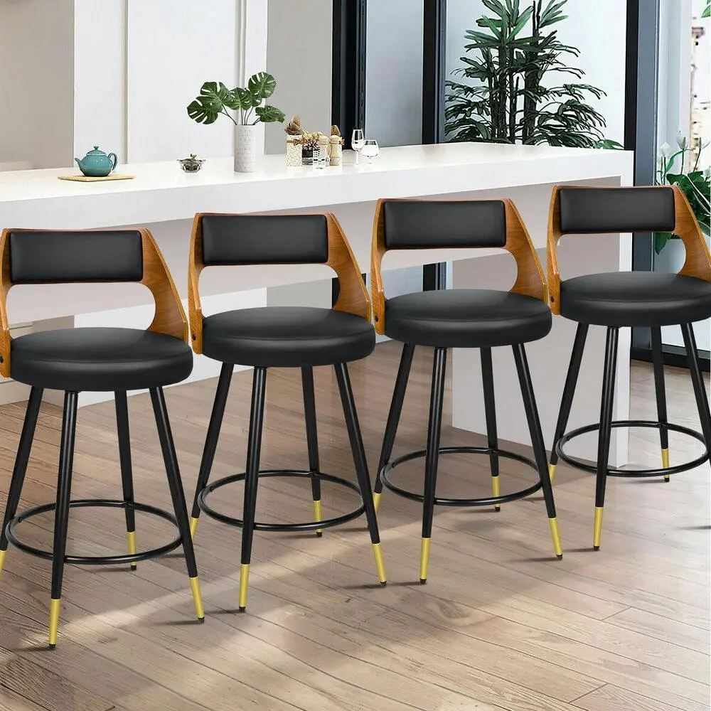 Alfordson 4x Swivel Bar Stools Morgan Kitchen Wooden Dining Chair Black - Shop Dining Chairs & Bar Stools