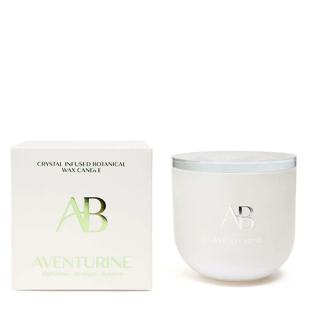Aromabotanical Aventurine Crystal Infused 340g Scented Wax Candle Home Fragrance - Home & Garden