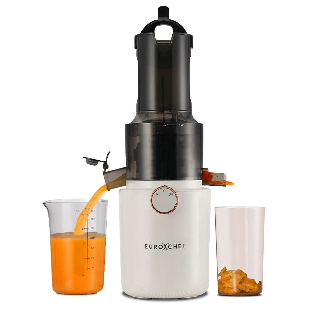 EUROCHEF Cold Press Slow Juicer Machine, Large Chute, 200W, White - Home & Garden