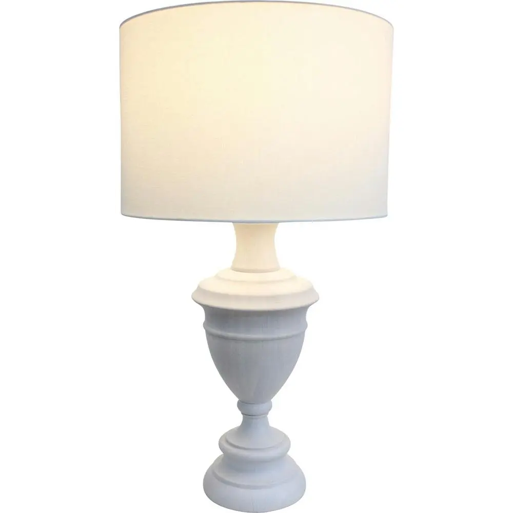 LVD Timber Xl Hamptons Wood/Linen 69cm Lamp /Office Table Lampshade White - Home & Garden