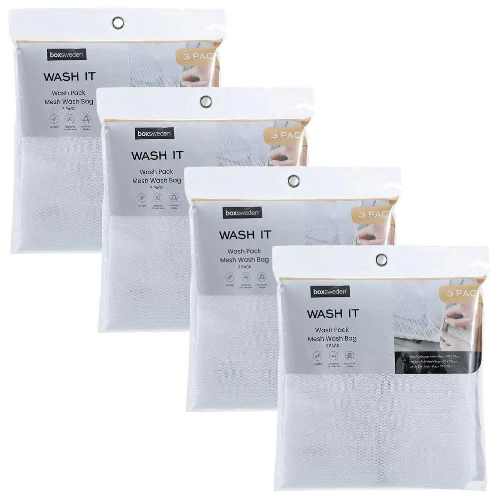 4x Boxsweden Wash It Mesh Washing Protector Bags Laundry Storage Assorted - Home & Garden