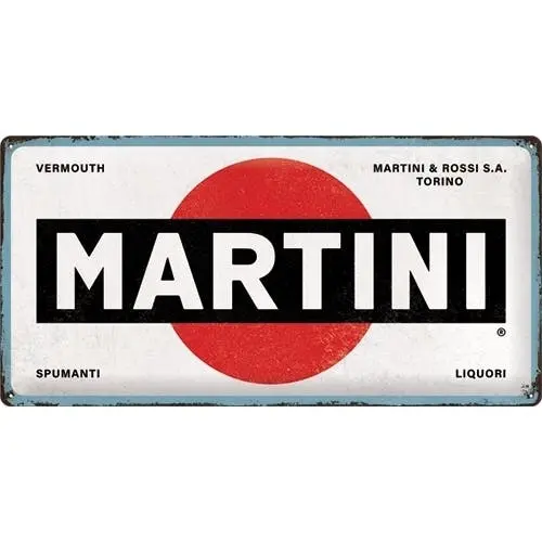 Nostalgic Art Martini Logo 25x50cm Metal Long Sign Wall Hanging Decor White - Home & Garden