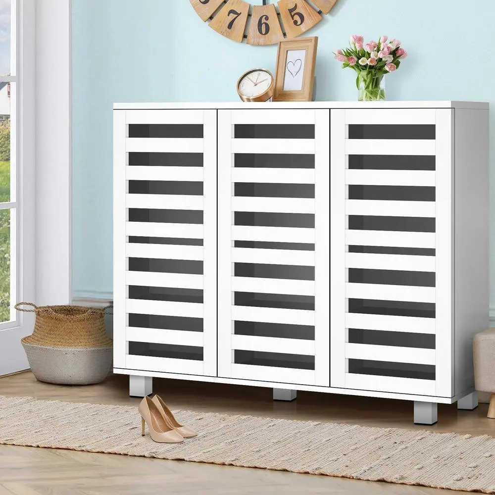 Alfordson Shoe Cabinet Rack 30 Pairs White - Furniture
