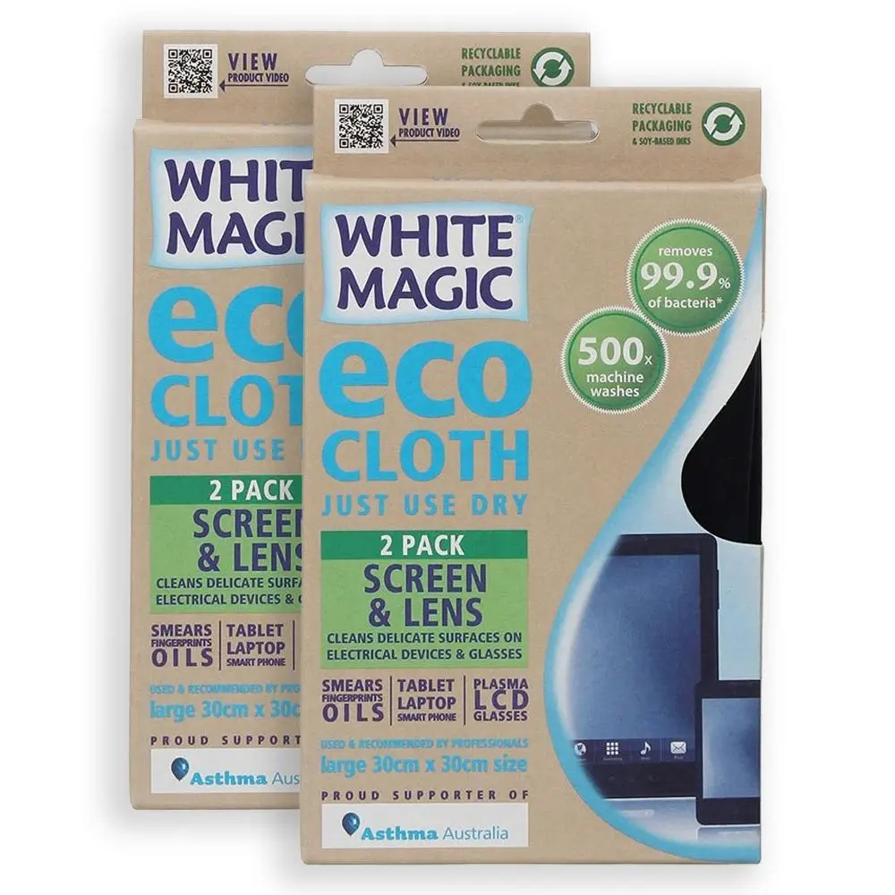 4pc White Magic 30x30cm Microfibre Eco Cloth For Device Screen/Glasses Lens BLK - Home & Garden