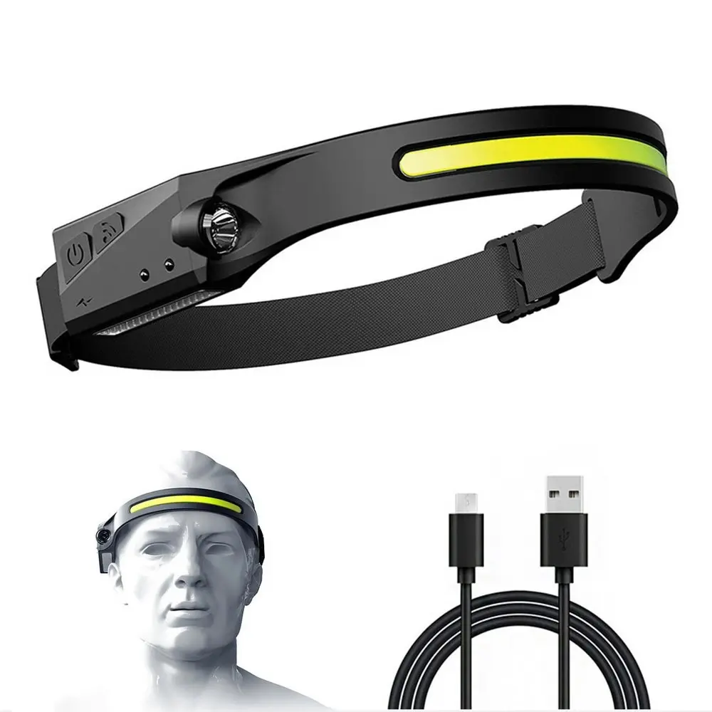 Waving sensor COB headlight USB charging LED strong headlight - Home & Garden