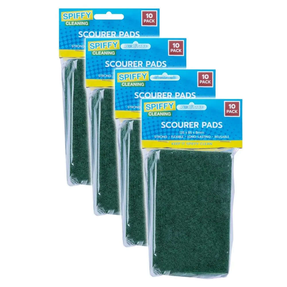 40x Spiffy Cleaning 13.5x8.5cm Reusable Scourer Pads Scrubber Kitchen Cleaning - Home & Garden