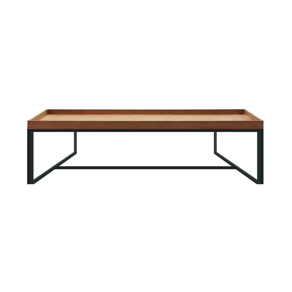 HomeStar Regent Rectangle Coffee Table Black Powdercoated Metal Legs - Oak veneer