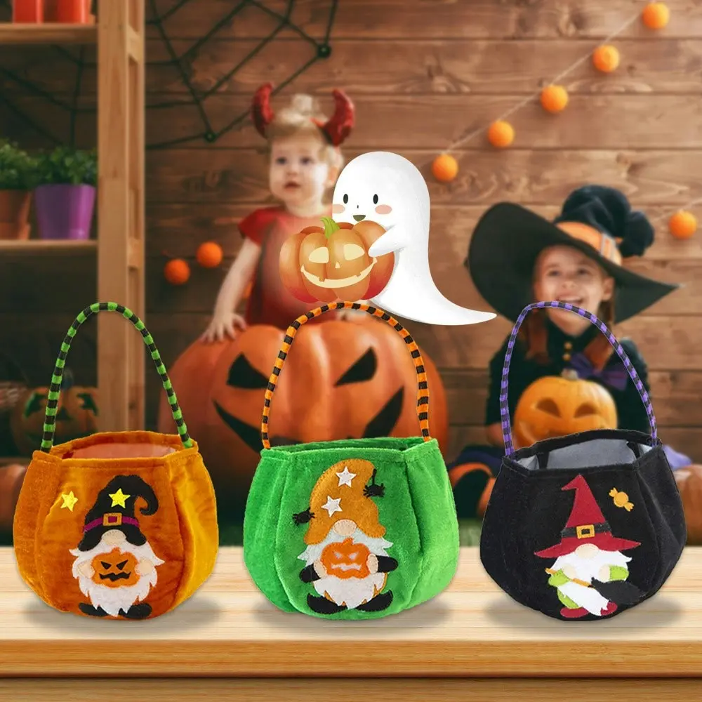 3Pcs Halloween Decor Cartoon Forester Doll Candy Bag Faceless Doll Gift Bag - Home & Garden