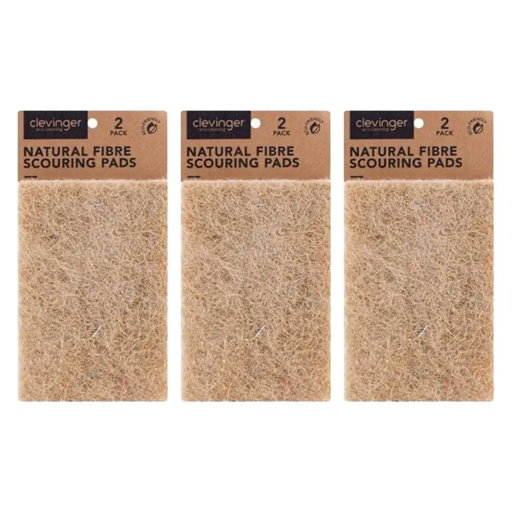6pc Clevinger Natural Vegan Household/Kitchen Scouring Cleaning Pad 14.5x9.5cm - Home & Garden