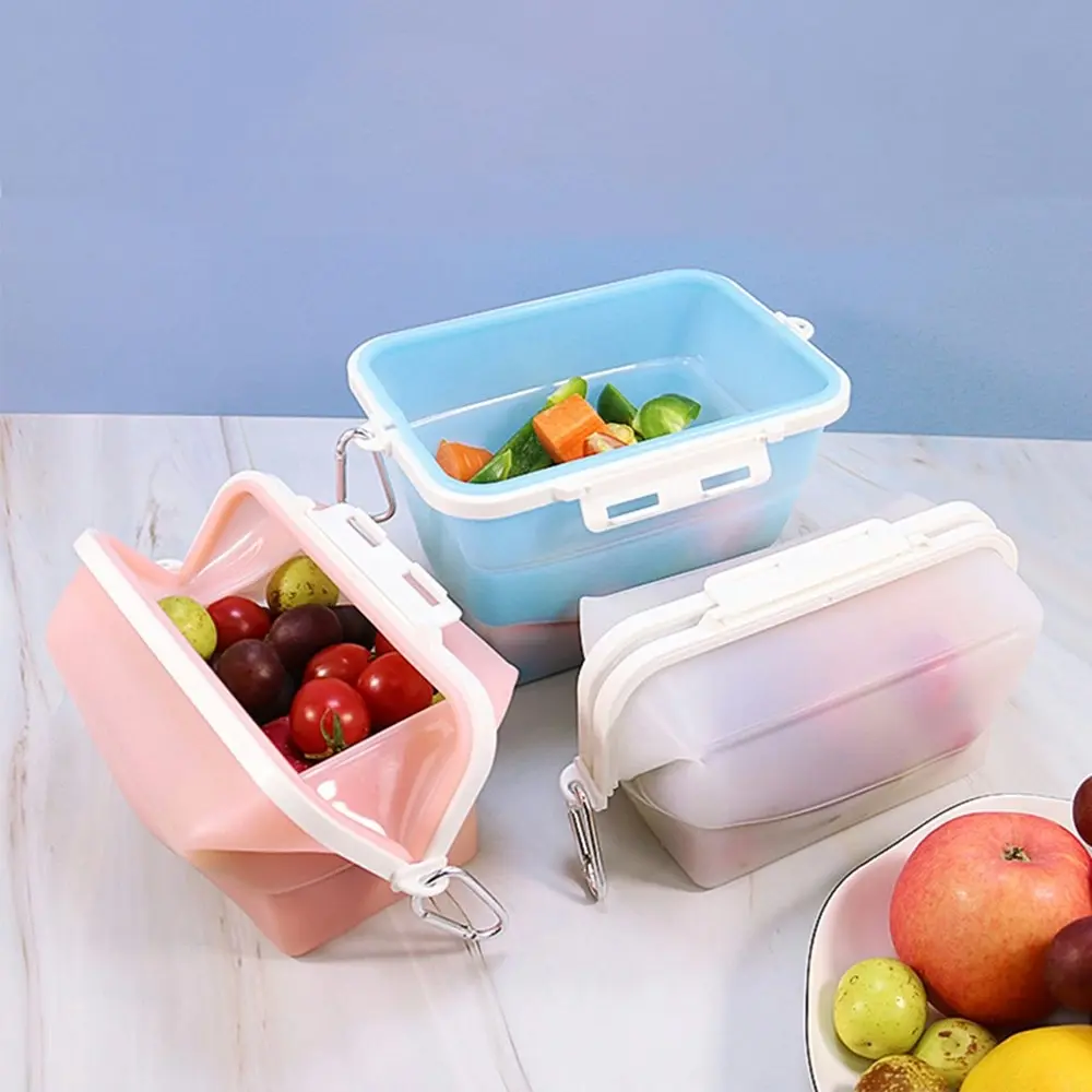 3 Pcs Foldable Silicone Food Storage Box Refrigerator Storage Sealed Storage Bag - Home & Garden