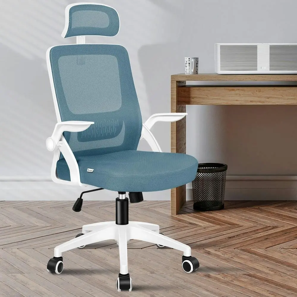 Alfordson Mesh Office Chair Blue & White - Furniture