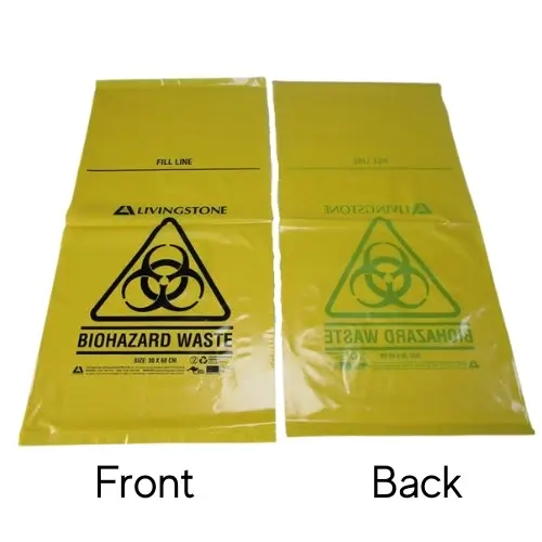 Livingstone Yellow Biohazard Waste Bag LDPE 12L 50 Microns 30x60cm 500 Carton - Commercial