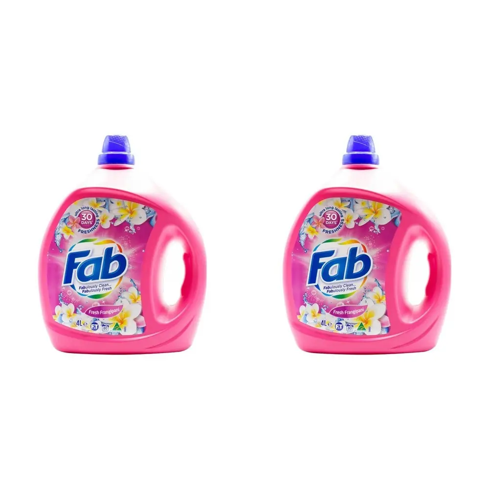 2x fab Laundry Liquid Front & Top Loader Fresh Frangipani Cleans Expertly 4L - Home & Garden