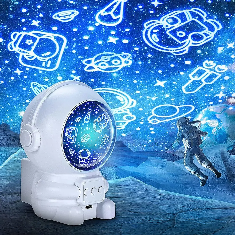 360 Degree Rotating Astronaut Night Light Projector With 8 Projection Films - Home & Garden