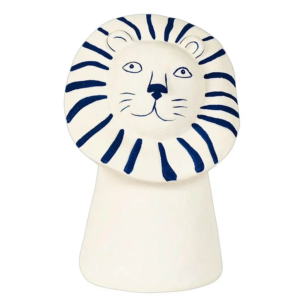 Urban Products Santorini Lion Head Decorative Flower Vase Home Decor White 17cm - Home & Garden