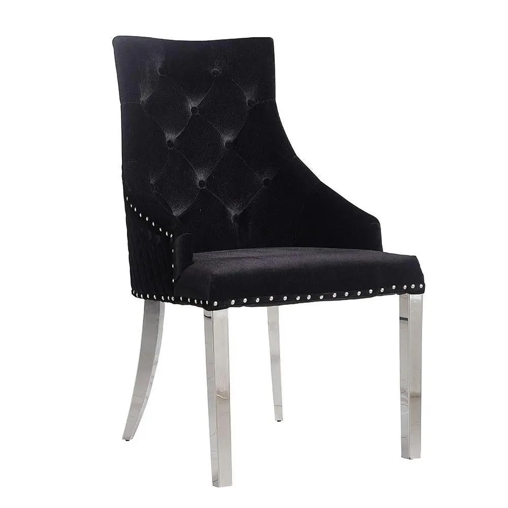 Provence Dining Chair Black With Silver Base - Furniture
