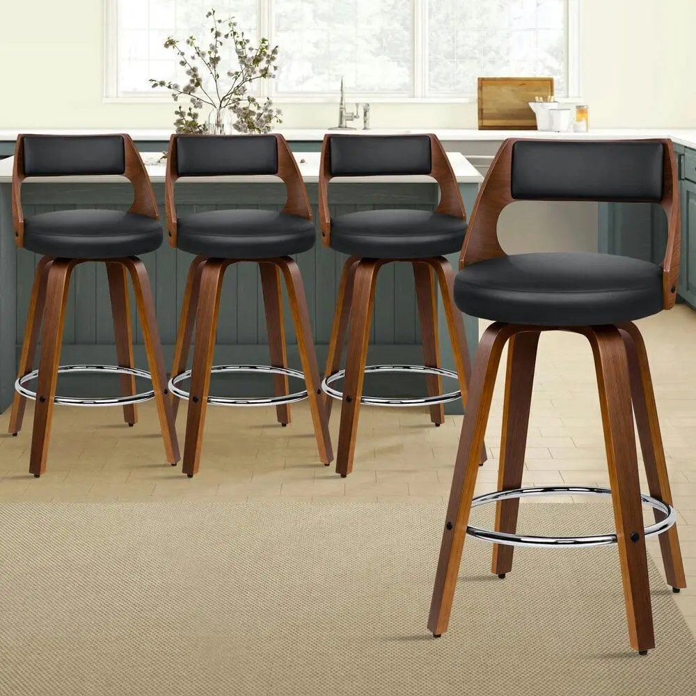 Alfordson 4x Bar Stools Swivel Chairs Kitchen Wooden Dining Chair Freddy BLACK - Shop Dining Chairs & Bar Stools