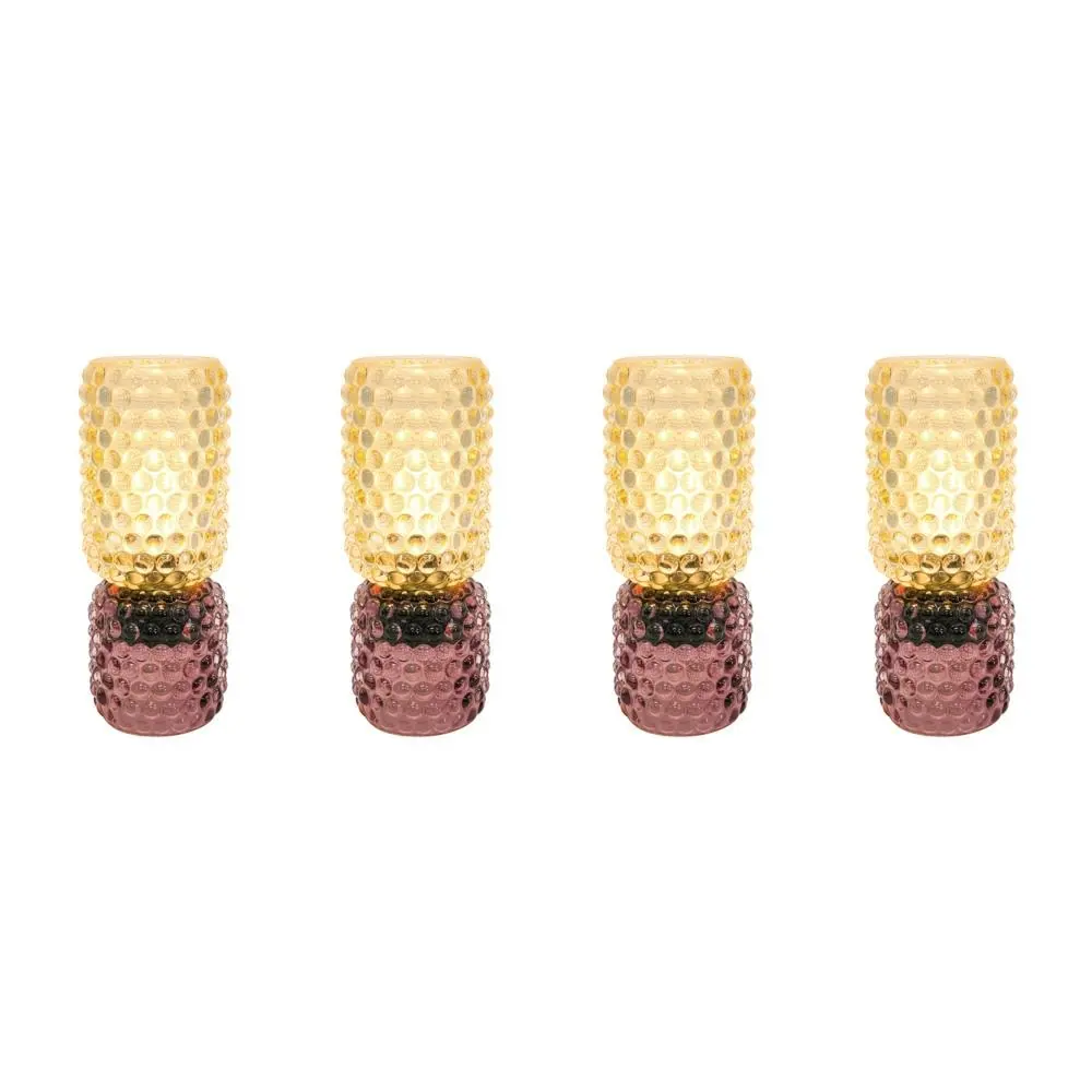 4x LVD Led Glass Home/Room Bedside Lamp Light Tabletop Decor 21cm Pink/Amber - Home & Garden