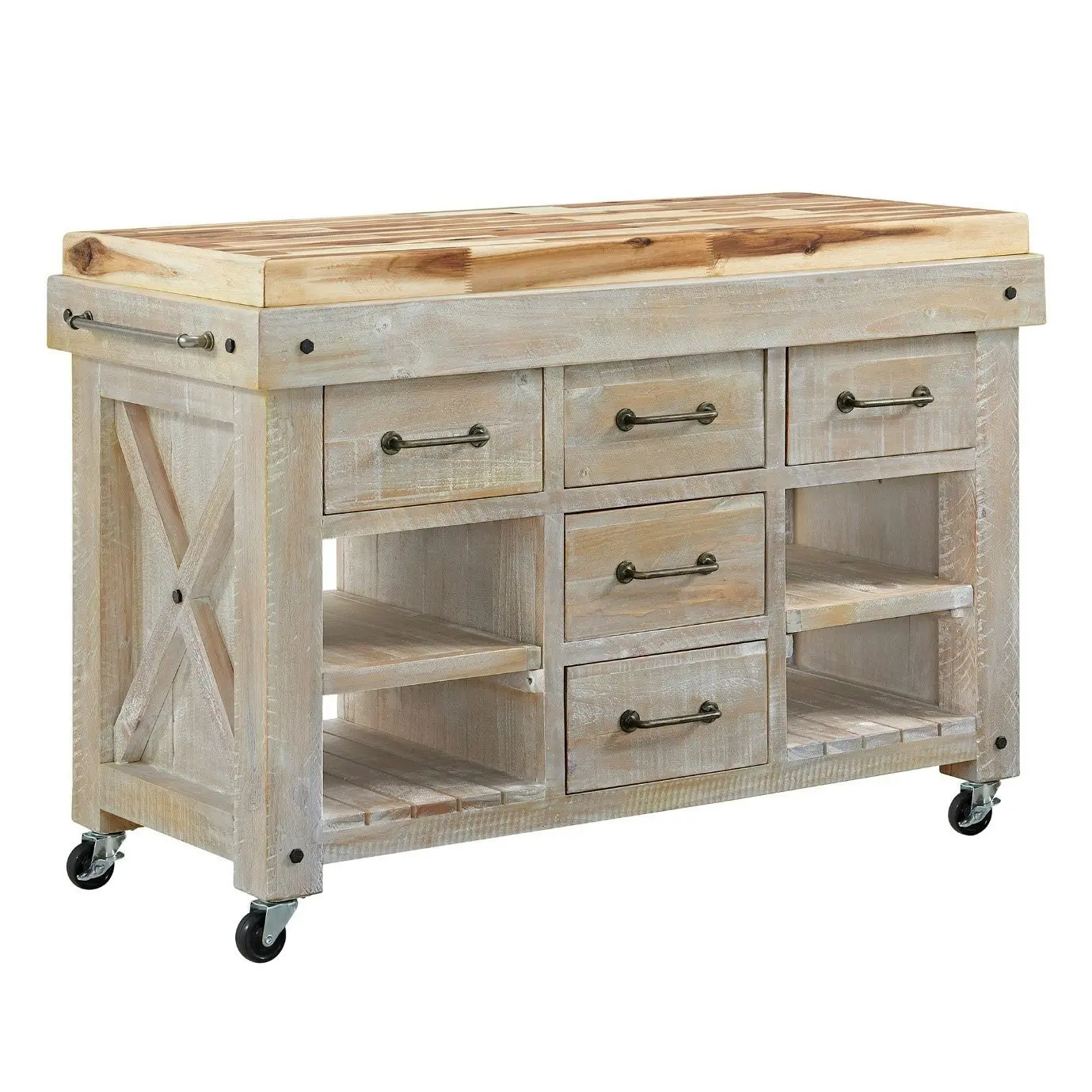 Langdon Hardwood Kitchen Island Bench Top – Rustic white Color