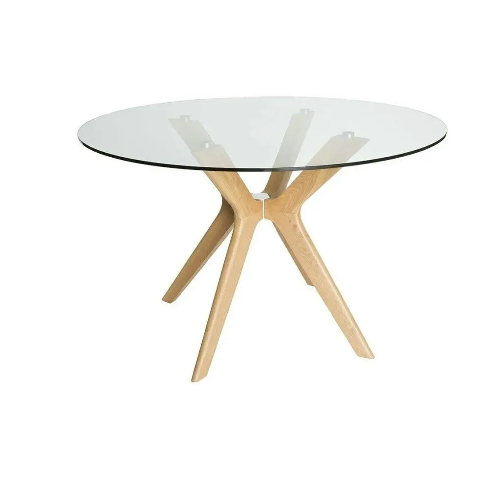 Lyn Round Glass Dining Table - 120cm - Natural