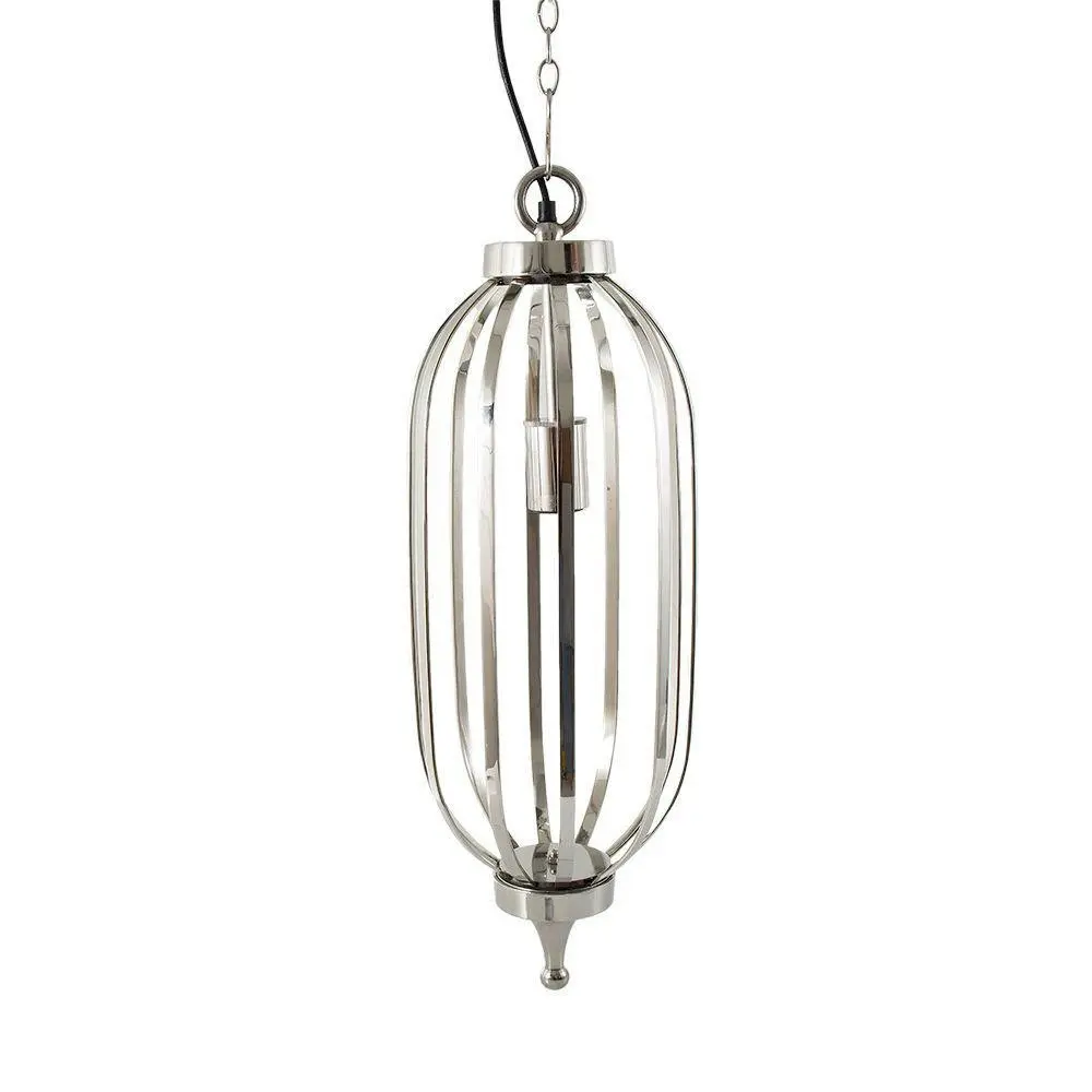 Belle Cotton House Steel Ceiling Pendant Light 66cm Hanging Room Lamp Nickel - Home & Garden