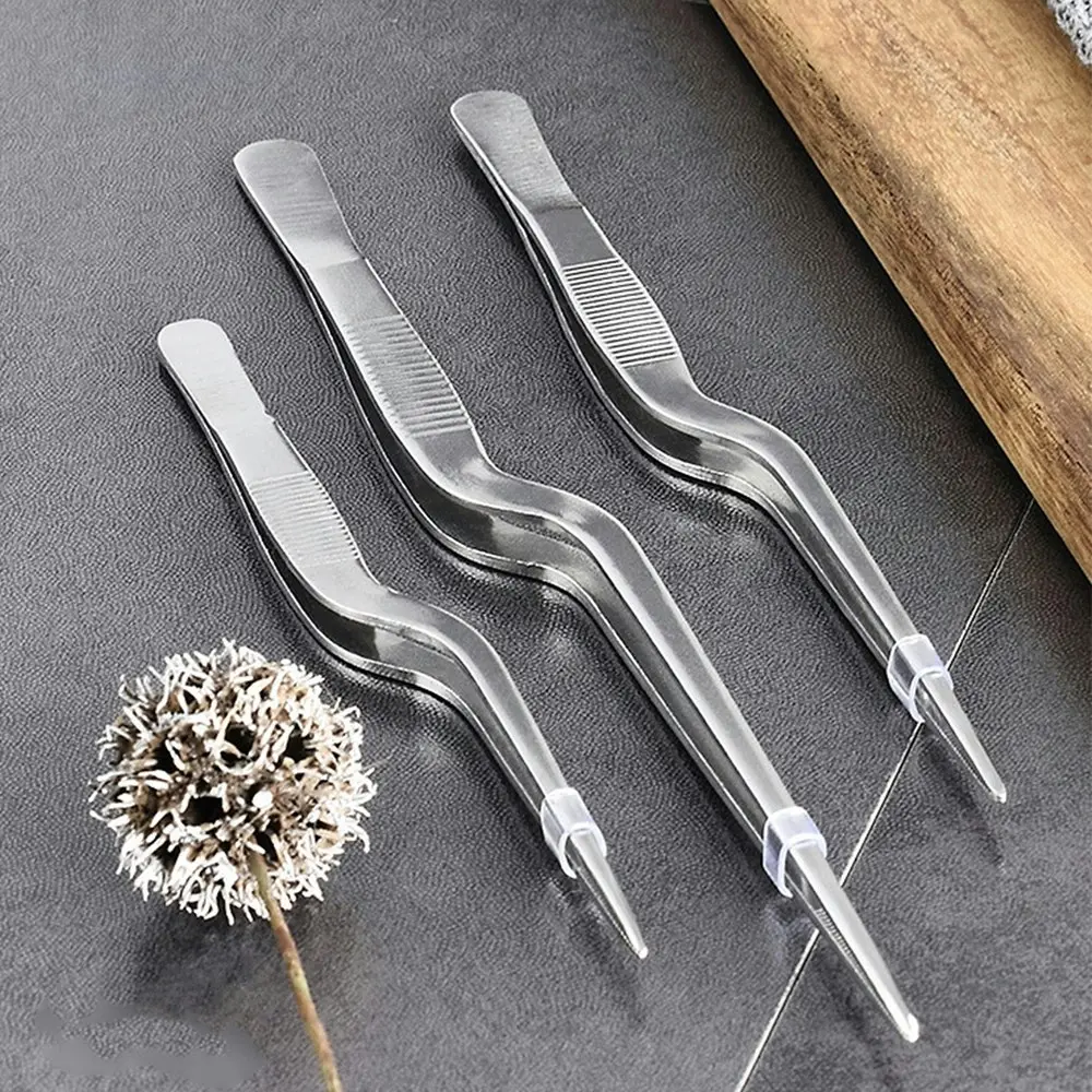 3 Pack Portable 3 Sizes Kitchen Tweezers BBQ Food Tweezers Clip Mini Chief Tongs - Home & Garden