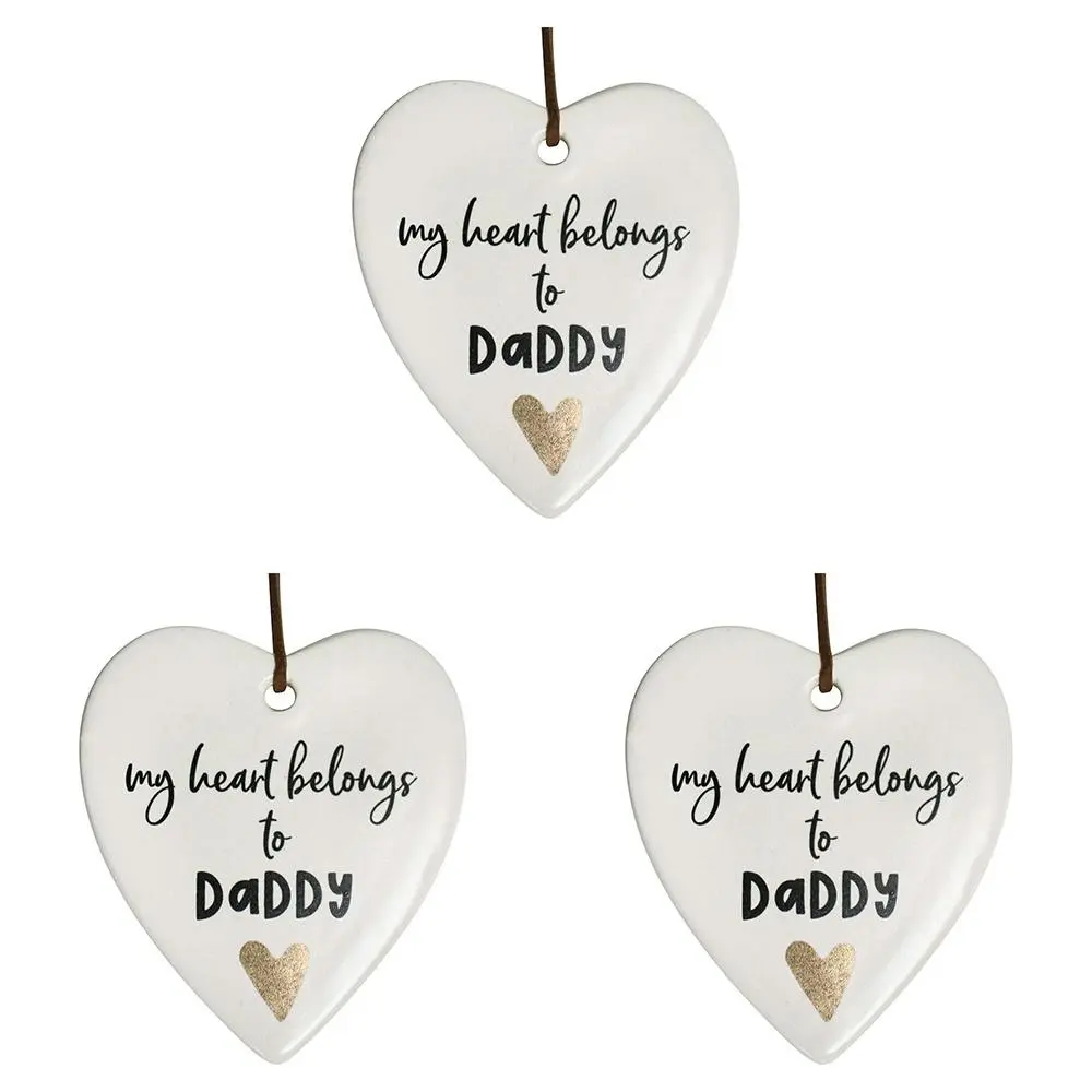 3x Ceramic Hanging 8x9cm Heart Daddy w/ Hanger Ornament Home/Office Room Decor - Home & Garden