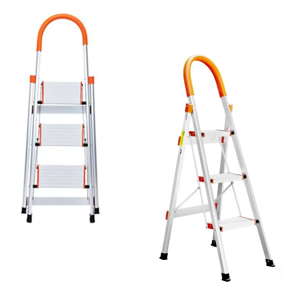Salesbay 3 Step Aluminium Multi-purpose Folding Ladder Light Weight Non Slip Platform