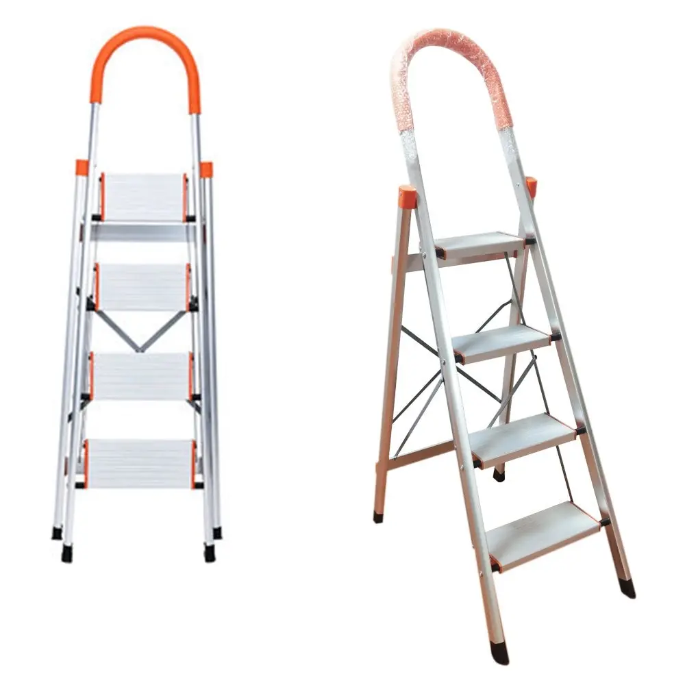 Salesbay 4 Step Aluminium Multi-purpose Folding Ladder Light Weight Non Slip Platform