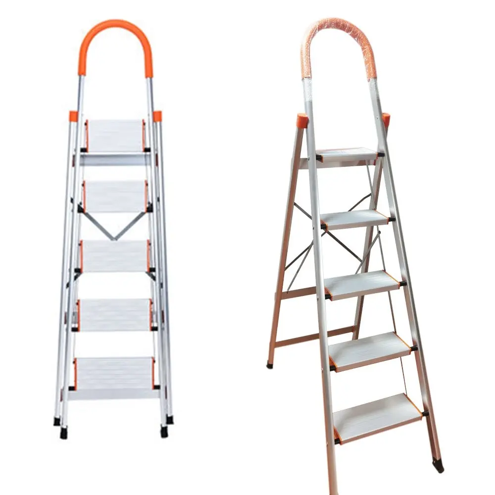 Salesbay 5 Step Aluminium Multi-purpose Folding Ladder Light Weight Non Slip Platform