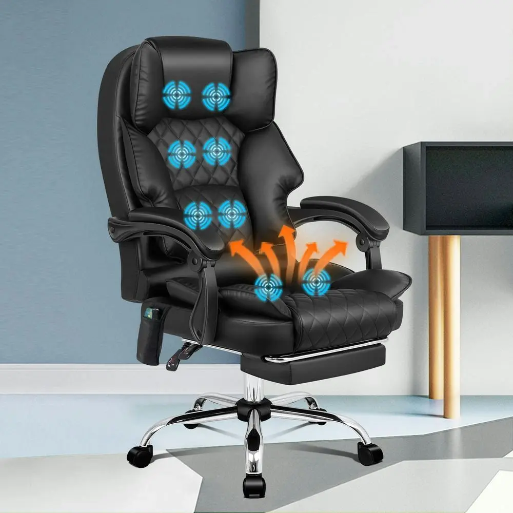 Alfordson Massage Office Chair Heated Seat Black - Save up to 70% Off Office Furniture Specials