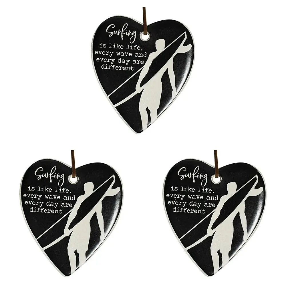 3x Ceramic Hanging 8x9cm Heart Surfing w/ Hanger Ornament Home/Office Room Decor - Home & Garden