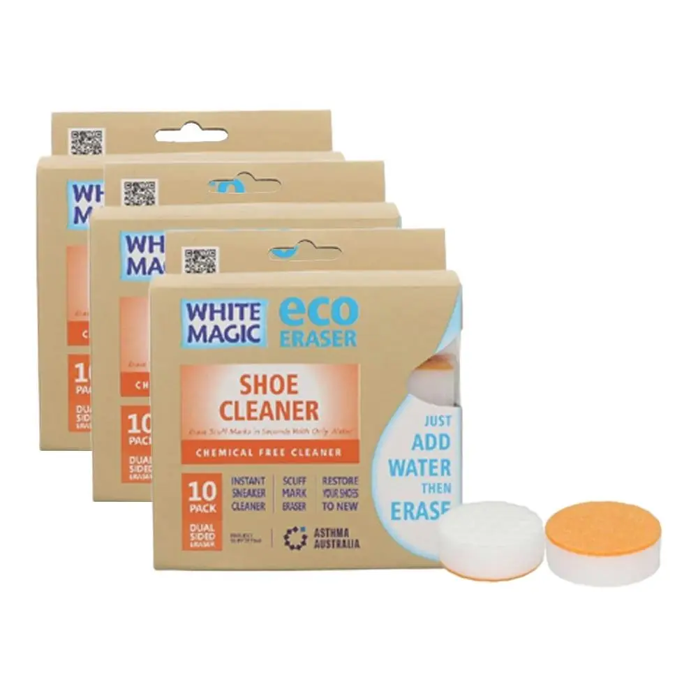 3x 10pc White Magic Eco Eraser Shoe Cleaner Dual Sided Sneaker Cleaning Sponge - Home & Garden