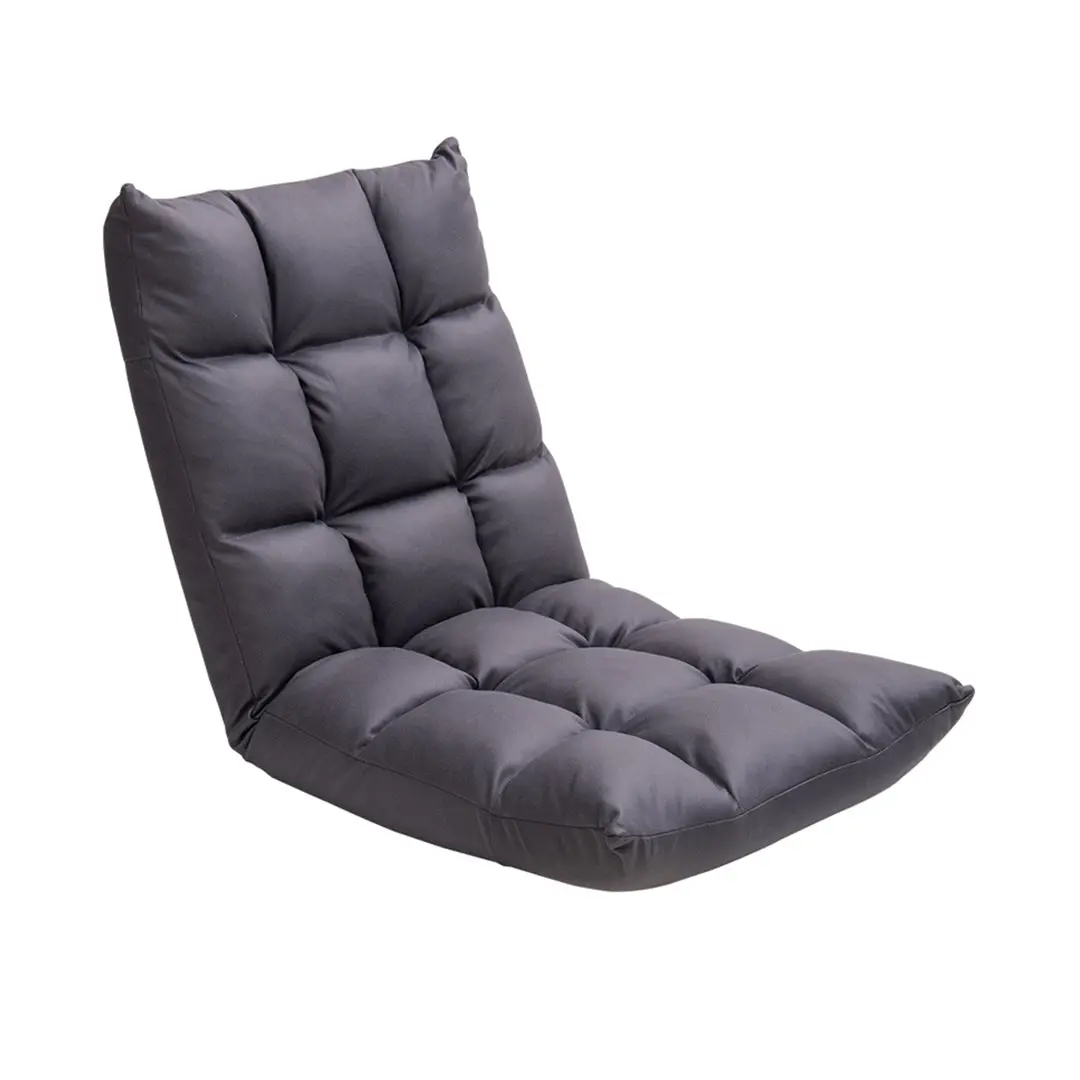 SOGA Grey Lounge Floor Recliner Adjustable Gaming Sofa Bed Foldable Indoor Outdoor Backrest Seat Home Office Decor - Furniture