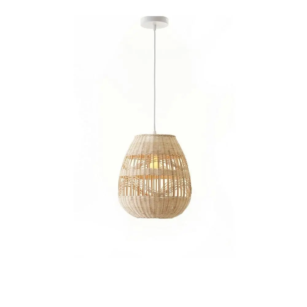 Tana Bamboo Rattan Pendant Lamp Light Cream Natural Medium - Home & Garden