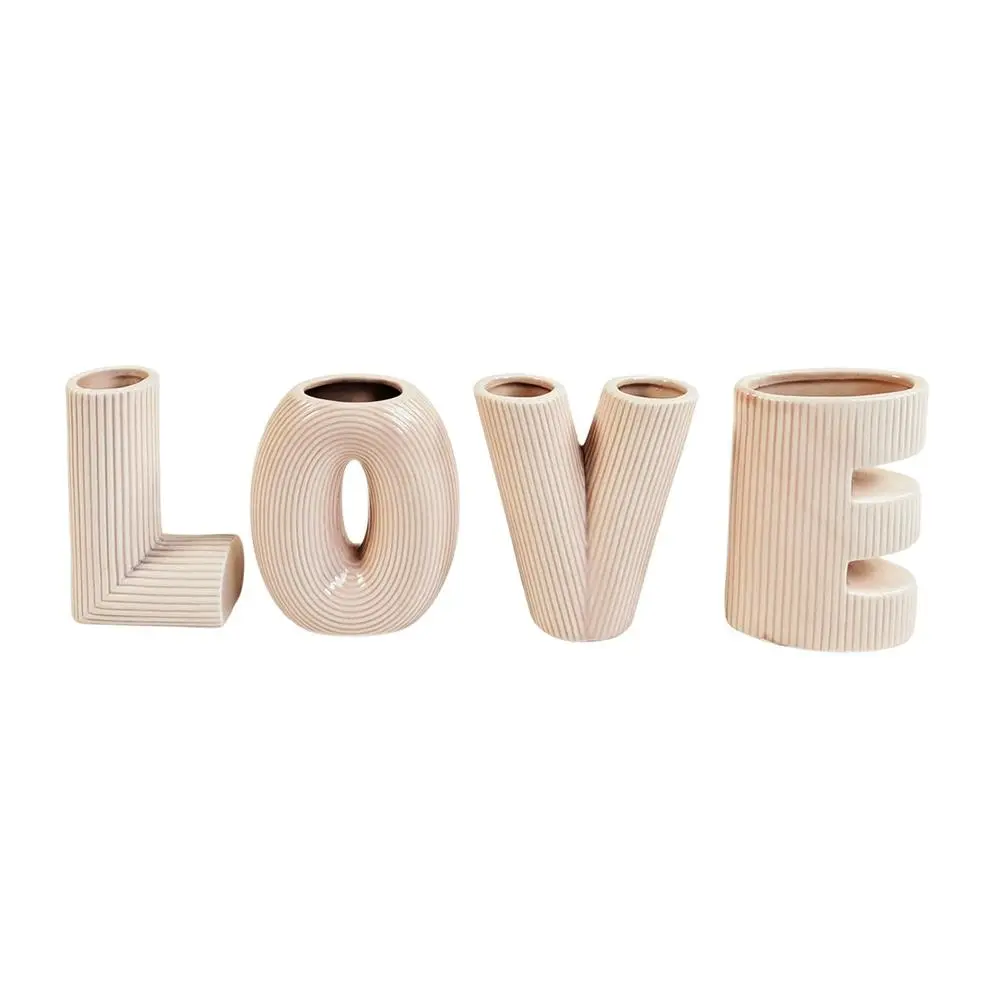 4pc Urban Love Letter 9.5cm Ceramic Flower Vase Home Decor Table Display Pot PNK - Home & Garden