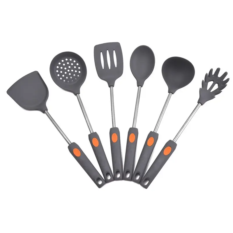 6 piece Stainless Steel Silicone Kitchen Utensils Set - Home & Garden